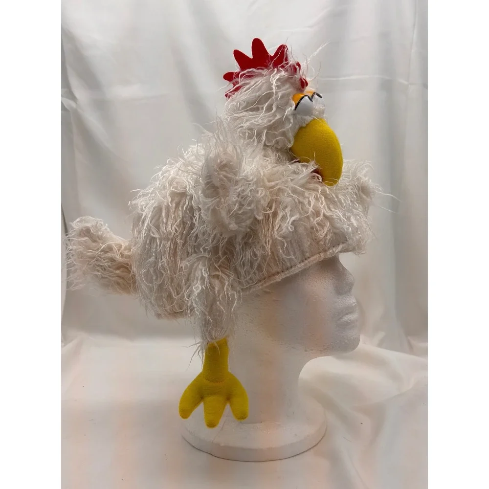 Elope Chicken Hat White Shaggy Plush Bird Rooster Novelty Costume Funny Cosplay
